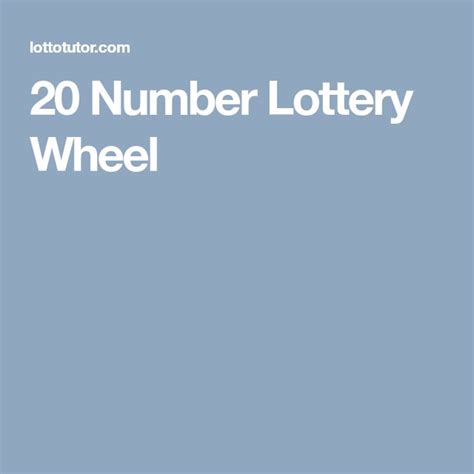 20 Number Lottery Wheel .
